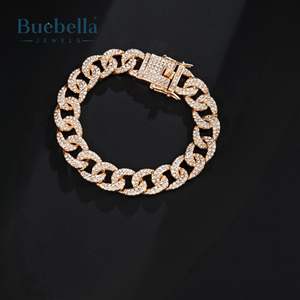 12mm 18K Gold 925 Sterling Silver VVS Moissanite Diamond Iced Curb <b>Bracelet</b> for <b>Men</b> <b>Men's</b> Moissanite <b>Bracelets</b> & Bangles" - Product Image 2