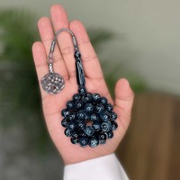 Tasbih Religioso Hecho a Mano con Cuentas de Acrílico y Resina Natural en Forma de Bola Rosa, Rosario Musulmán Islámico, Pulseras de Cuentas para Mujer, India