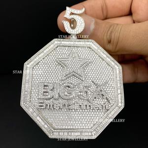 Colgante Personalizado Moissanite Logo, Colgante Personalizado VVS Moissanite Logo, Colgante Personalizado Moissanite, Colgante Plata Hip Hop Moissanite - Product Image 1