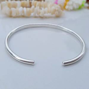 Sterling Silver Plated Boho Hammered Textured Vintage Bahamian Bangle Stackable <b>Adjustable</b> <b>Bracelet</b> Women Fashion Jewelry - Product Image 2