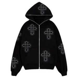 Qualité supérieure Dernière conception Hommes Strass Hoodies Nouvelle Arrivée Zipper Hommes Strass Hoodies - Product Image 1
