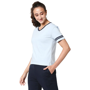 Camisetas de Mujer de Alta Calidad 2023, Formales, de Color Sólido, Talla Grande, Tejidas, de Manga Corta, con Estampado Digital, de Algodón Ecológico - Product Image 4