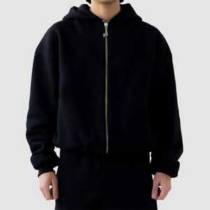 Fabricante de Chándales Casuales Extra Grandes Personalizados, Sudadera con Capucha Lisa con Cremallera, Pantalones Deportivos con Cordón, Ropa Urbana Regular de Peso Pesado - Product Image 4