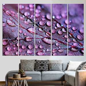 Tableau sur toile moderne avec impression de gouttes d'eau - Décoration murale élégante, lot de 5 toiles - Product Image 1