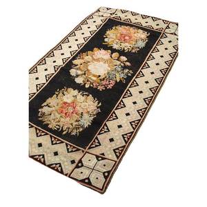 Pechino Grey <b>Black</b> Hand Knotted Wool <b>Rugs</b> Floral Abstract Pattern Classic Style for Home for Living Hallway for Teens-Paem-742 - Product Image 2