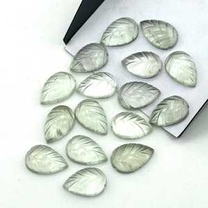 Perles de feuille d'améthyste verte naturelle, sculptées à la main, forme fantaisie, breloques en pierres précieuses - Product Image 2