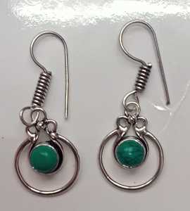 Boucles d'oreilles créoles en laiton oxydé allemand faites à la main de bonne qualité avec pierre colorée, bijoux de mode bohème, vente en gros depuis l'Inde - Product Image 6