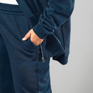 Ensemble jogging décontracté pour femme avec logo personnalisé OEM, pantalon de survêtement à devant plat, longueur intégrale, hiver, deux pièces, 100% coton - Product Image 6