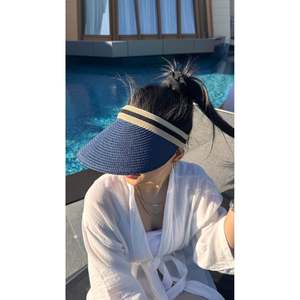 Cappello Visiera in Paglia a Righe Importato Blu Navy con Protezione Solare Hsr2000 - Blu Navy - Product Image 3