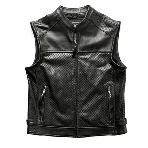 2022 nuovo Design personalizzato gilet di pelle da uomo di alta qualità all'ingrosso gilet di pelle a basso prezzo all'ingrosso