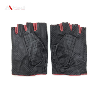Custom Fingerless Leather Vintage Half Finger Leather Driving Gloves with 4-Hole Design Anti-Slip Grip - Product Image 6
