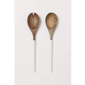 Elegant Mango Wood Salad Server <b>Set</b> Enamel Creative Design <b>Flatware</b> for Weddings Home Restaurant Sustainable Tableware - Product Image 4