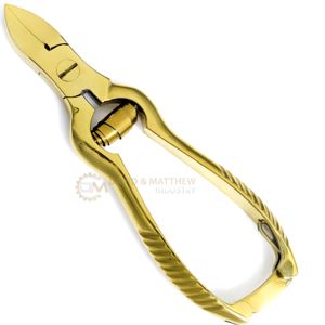 Coupe-ongles professionnel robuste en acier inoxydable à double usage Logo personnalisé finition dorée pour ongles incarnés doigts manucure - Product Image 1