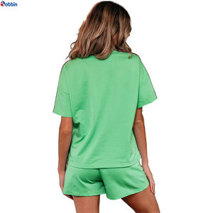 High Quality Cotton Drop Shoulder Oversized T <b>Shirt</b> Shorts Set Unisex Custom Logo Women's Streetwear 2 Pcs Workout Matching Set - Product Image 6