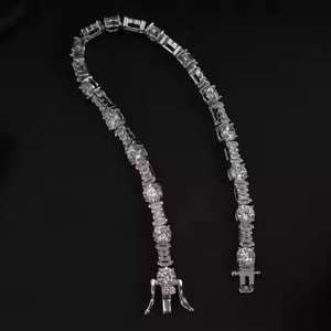 Pulsera DE TENIS VVS de moissanita de plata de ley 925, Diamantes de corte redondo, estilo moderno chapado en rodio para fiestas y bodas - Product Image 3