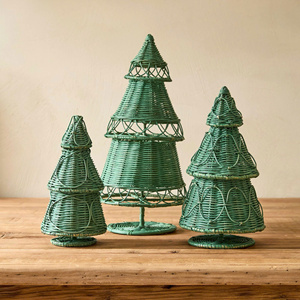 Arbre de Noël compact en rotin tressé, ornement de Noël fait à la main pour la table et l'affichage sur le comptoir, en provenance du Vietnam - Product Image 1