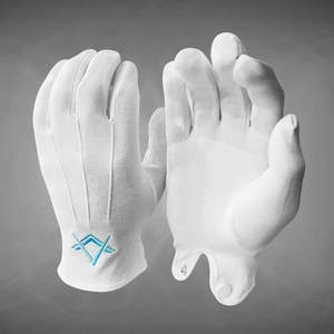 Gants maçonniques en gros, taille unique, coton blanc, gants maçonniques avec logo métallique maçonnique, service OEM - Product Image 5