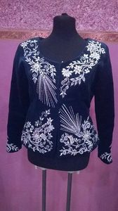 LATEST DESIGNER---STYLISH JACKET ON VELVET FABRIC WITH EMBELLISH OF CRYSTAL BEADS ,PEARLS,GLASS STONE WORK FOR PARTY-WEAR@ 2022 - Product Image 2