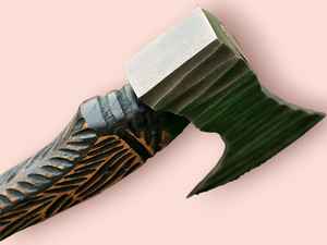 New Hot Sale Viking Style Pizza <b>Cutting</b> <b>Axe</b> Hand Forged Carbon Steel with Long Blade and Stylish Texture <b>Wooden</b> Handle Hatchet - Product Image 4