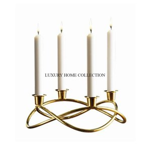 Set of 2 Metal <b>Brass</b> Table Decoration Home Candle Holders Latest Designing Top Selling Modern Fancy Lightening Candle Holders - Product Image 5