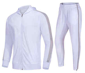 Sweat à capuche de football à rayures pour homme avec fermeture éclair et couleurs patchwork, vêtement de sport de jogging 100% polyester, antibactérien, séchage rapide - Product Image 3