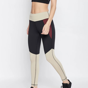 Leggings de yoga taille haute pour femme, bicolores, extensibles, pour fitness et entraînement, avec taille élastique - Product Image 5