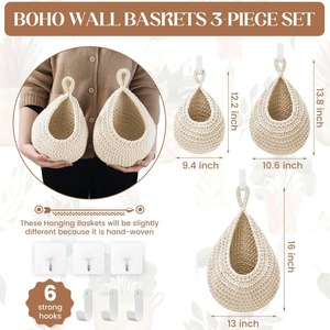 ตะกร้ามาคราเม่สีขาวสไตล์แขวนสำหรับผนังห้องครัวที่เก็บผักผลไม้และห้องครัวทุกวันจากอินเดีย - Product Image 5