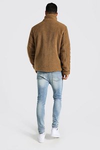 Vêtements pour hommes de couleur contrastée personnalisée Manteau en fausse fourrure sherpa d'hiver Flanelle Polaire en polaire Veste en polyester pour hommes - Product Image 4