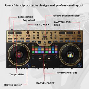 Controlador de DJ Profesional de 2 Canales DDJ-REV7-N Estilo Scratch - Paquete Dorado con Estuche, Auriculares y Cable XLR - Product Image 1