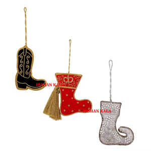 Belles boules suspendues de Noël de broderie de Zari perlées faites à la main pour la conception créative bon marché grossiste et distributeur - Product Image 5