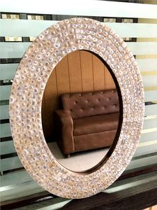 Wholesale Natural Mother of Pearl Mosaic Framed Round <b>Wall</b> <b>Mirror</b> <b>for</b> Home Bedroom Decor <b>for</b> Christmas Arrival - Product Image 4