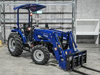 Tracteur à roues Mini Lovol TE404ROPS d'occasion avec chargeur frontal 4x4 et accessoires de chariot élévateur