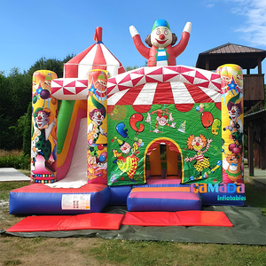Castle Circus Themed Jumping Castle Bouncing Bouncer Chateaux Gonflables Casa de rebote de payaso inflable comercial con tobogán - Product Image 2