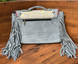 Bolsos con flecos de cuero de gamuza de piel metálica, bolsos cruzados con estilo occidental, superventas, bolsos de hombro para mujer - Product Image 6