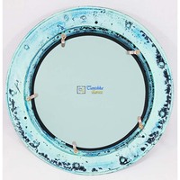 Espejo de Aluminio Azul con Forma de Ojo de Buey, Decoración de Pared Marítima Vintage, Decoración Costera para el Hogar, Acabado Azul Antiguo, Temática Naval, 12 Pulgadas, Fundición