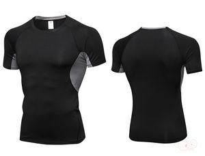 Camisetas ajustadas de secado rápido para hombre, camisetas de retazos, camisetas de compresión, camisetas de manga corta con cuello redondo para culturismo - Product Image 6