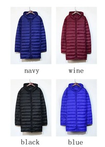 แจ็คเก็ตผ้าฝ้ายขนเป็ดมีฮู้ดสีดำเสื้อโค้ทอบอุ่นเบาออกแบบโลโก้ได้ตามต้องการสำหรับฤดูหนาว - Product Image 5