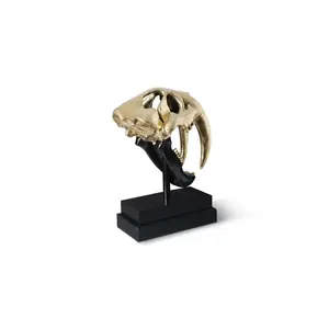Sculpture animale en aluminium plaqué or abstraite et artistique, figurine antique Feng Shui moderne polie, haut de gamme, Zahid - Product Image 1
