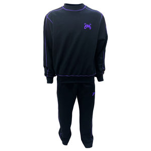 Ensemble de survêtement décontracté en coton pour homme avec logo personnalisé, couture contrastée, col rond, ensemble de survêtement de sport, jogging, impression, survêtement - Product Image 1