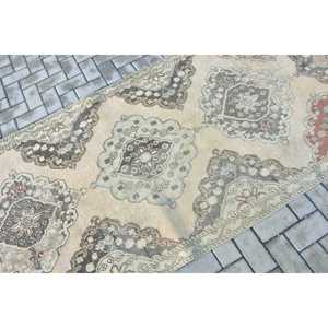 Turkish <b>Rug</b>, <b>Runner</b> 3.6x11.9 ft Vintage <b>Rug</b>, Gray Solid Wool <b>Rug</b> - Product Image 5