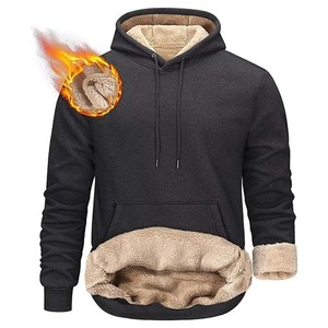 Grey Heavy Sherpa Fleece Lined Pullover Sudadera con capucha gruesa de invierno - Product Image 6