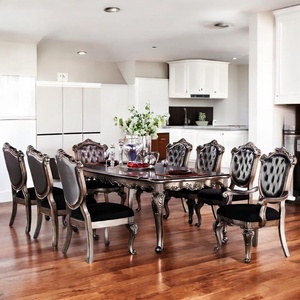 Juego de Comedor Plegable de 9 Piezas de Madera Maciza de Caoba, Sillas Talladas de Lujo, Elegancia Clásica, Tradicional para Hogar, Restaurante, Hotel - Product Image 1