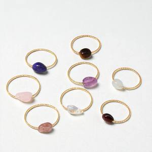 Anillo de banda trenzada de plata 925-Anillo de cuentas de piedras preciosas de lapislázuli Tumble-Anillo apilable de plata 925 para mujer - Product Image 4