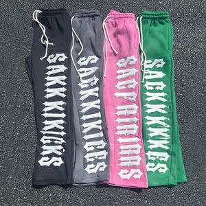 Ensemble de t-shirts personnalisés 100% coton, col montant, tee-shirt surdimensionné, imprimé en relief, coupe ample, tee-shirt court, pantalon de jogging, ensemble deux pièces pour hommes - Product Image 2