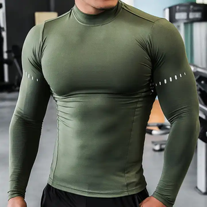 Qualité supérieure 2025 personnalisé doux col rond à manches longues chemise de Compression hommes Fitness Compression Fitness collants en peluche - Product Image 5