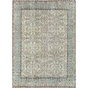 พรมขนสัตว์ลายดอกไม้สไตล์วินเทจ สีเบจและสีน้ำตาล ถักด้วยมือ สำหรับบ้าน ห้องนั่งเล่น ทางเดิน ห้องโถง หรือห้องนอน-Pae-2842 - Product Image 1