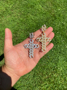 Cuban Style <b>Cross</b> Fine Jewelry Pendants & <b>Charms</b> with Round Cut VVS Diamond Gold Plating Iced Out Hip Hop <b>Charm</b> Made of Silver - Product Image 2