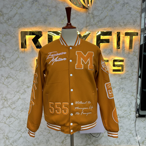Prefect Cutting Sport Edition Embroidered Wool and Silk Men's Jacket with <b>Covered</b> <b>Button</b> Closure versity jackets men jackets - Product Image 3
