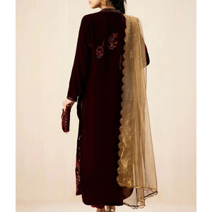 Vestido de terciopelo, precio competitivo, a la moda, personalizado, bordado hecho a mano, vestido de terciopelo, ropa de novia y elegante, tela suave cultural - Product Image 2