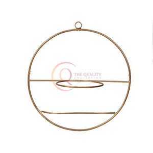 Ebony <b>Elegance</b> Handmade Golden Metal Plant Stands Little Golden Circle Showcase for Modern Flair Iron Material Wedding Easter - Product Image 5